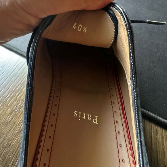 Black Christian Louboutin College Wingtip Brogue Leather Derby Shoes - Picture 5 of 8